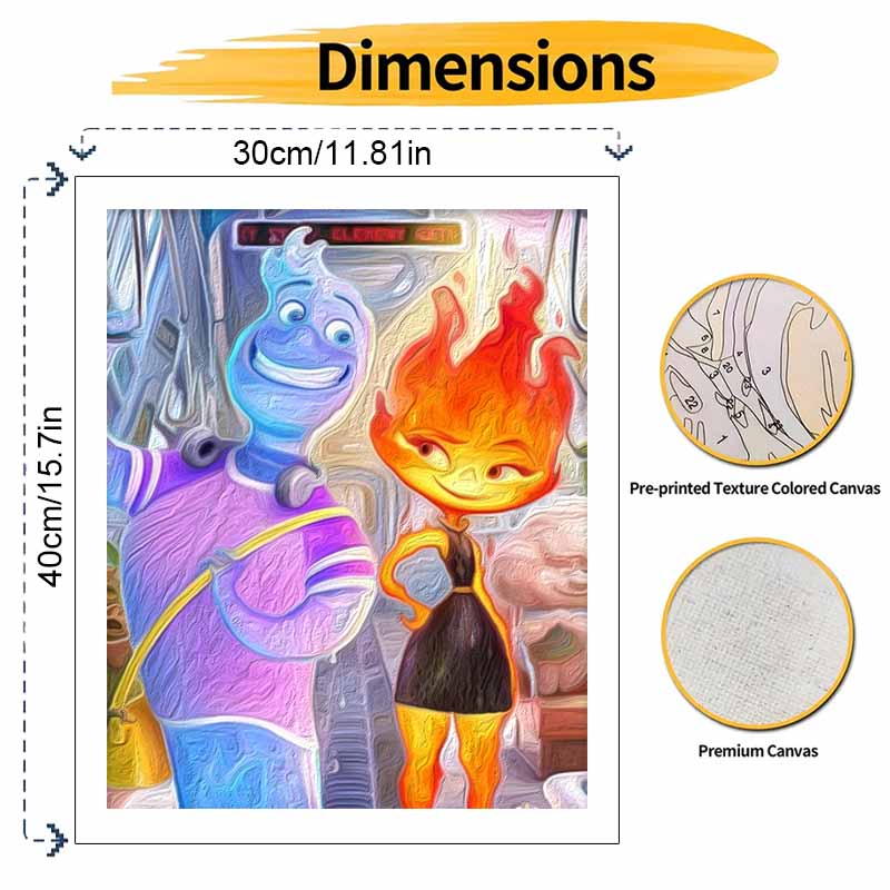 Disney oil painting painting art Elemental movie characters handmade diy painting home decoration gift