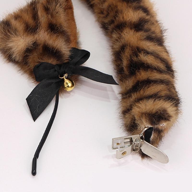 Fuchs-Ohren-Haarreif mit Schwanz Fuchs Katzenohren und Schwanz Set Halloween Cosplay Party Katzen Kostüm Zubehör für Kind Erwachsenen