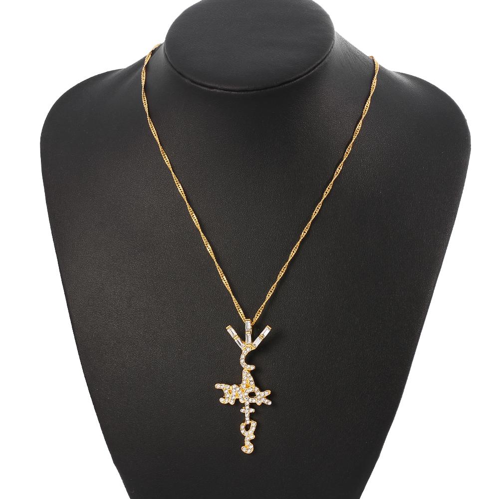 A Cactus Jack Shape Pendant Necklace Crystal Ice Cubic Zirconia Pendant Hip Hop Jewelry Gift