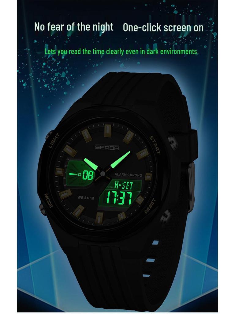SANDA Sports Watch: World Time, Multifunctional Chronograph, Waterproof, Unisex