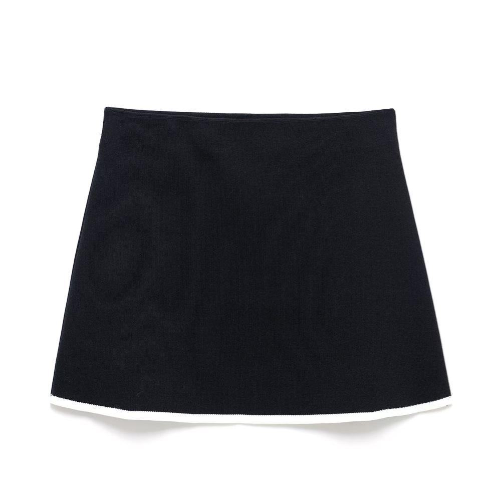 

Весна 2025 Женский трикотажный кардиган с отделкой в стиле колор-блок и юбка миди с высокой талией Large