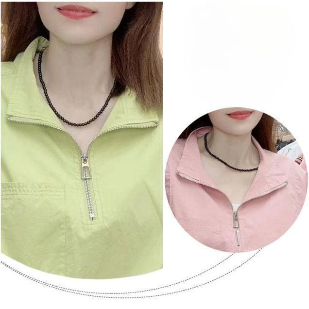 Loose Fit Lightweight Short Sleeve Shirt with Zipper Collar Summer  Blouse Tops