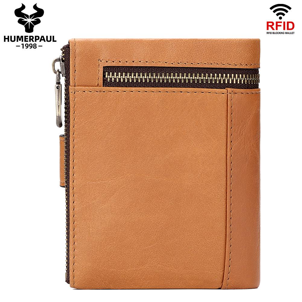 Humerpaul Portfel męski z prawdziwej skóry. Skórzana portmonetka na monety z wieloma kartami Rfid