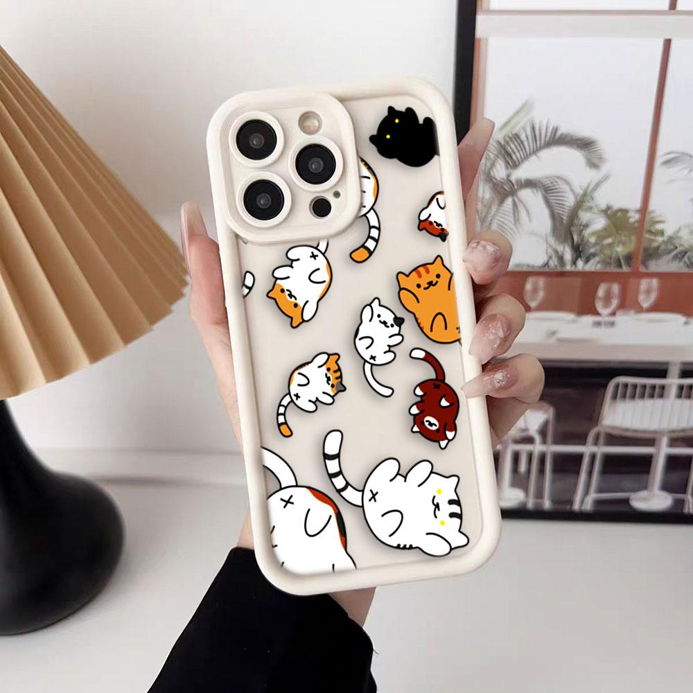 Cute Cat Charming Phone Case For iPhone Apple 17 AIR 16 16E 11 12 13 14 15 XR Plus Pro Max DIY Case TPU Shockproof Cover Capa
