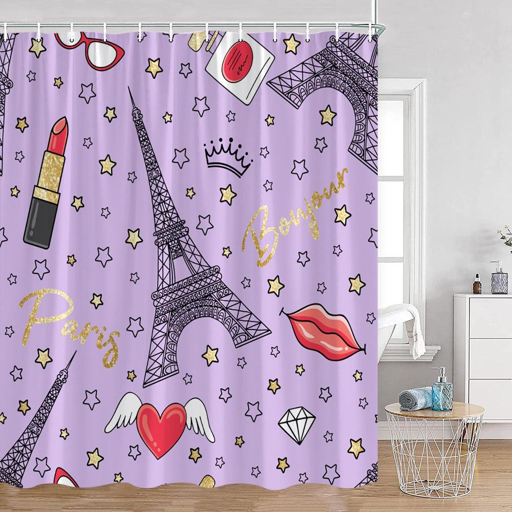 Fashion Paris Tower Shower Curtains European City View Aesthetic Bathroom Curtain Polyester Fabric Bath Decorations for Home