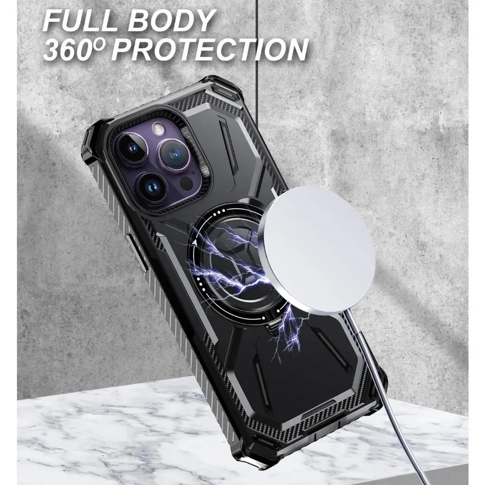 Für iPhone 16 15 14 Plus 13 12 11 Pro Max XR 7 8 Armor Rugged für MagSafe Magnetische Telefonhülle mit Ringhalter-Ständer