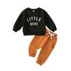 Toddler Letter Print Round Neck Top & Solid Color Long Pants Two-Piece Set, Multi-Color.