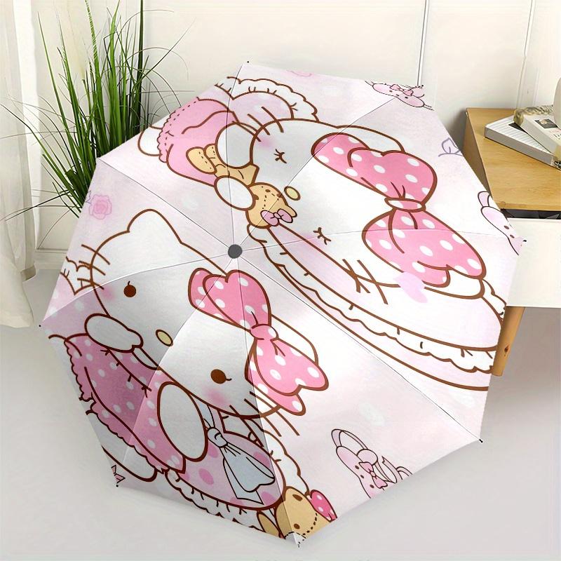 

Hello Kitty,Pink Bow Automatic Umbrella-Foldable, Durable 8-Bone Design, Compact and Stylish, Great for Camping, Halloween, Christmas, Mothe