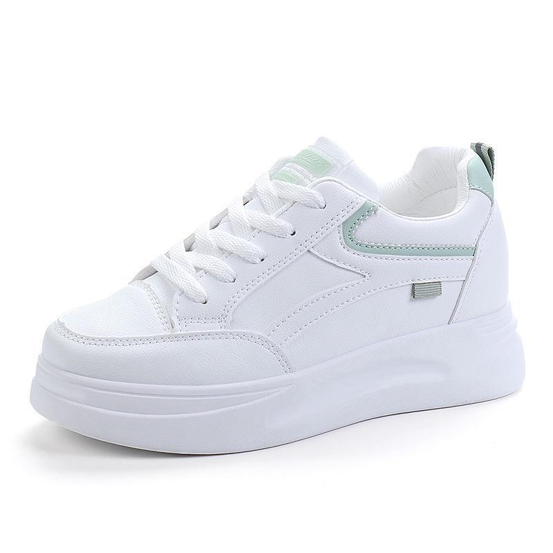 Damen W1763 Weiße höhenverstellbare Sneaker: Plateausohle, atmungsaktives Mesh, vielseitiger Herbst 2022 Stil