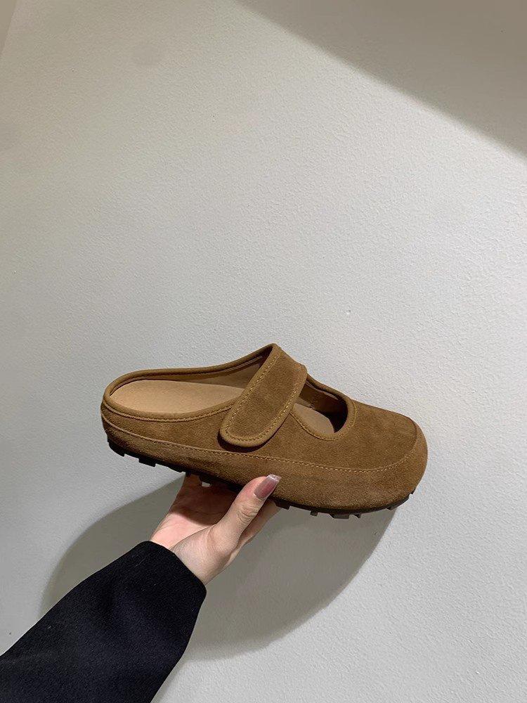

Star with the same thick-soled Mary Jane bag head half slippers women s shoes autumn and winter new models with skirts soft-soled single shoes loafers 40
