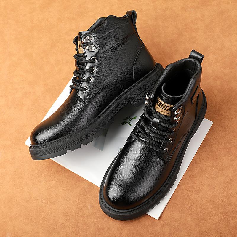 Wear-resistant and Breathable Men's Shoes Martin Boots Autumn and Winter Men's High-top Tooling Boots British Style Leather Boots
