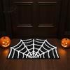 Halloween Floor Rug Spider Web Bath Mat, Gothic Bathroom Rug, Non-slip Indoor Outdoor Porch Black Bat for Home Entrance Bedroom Decor