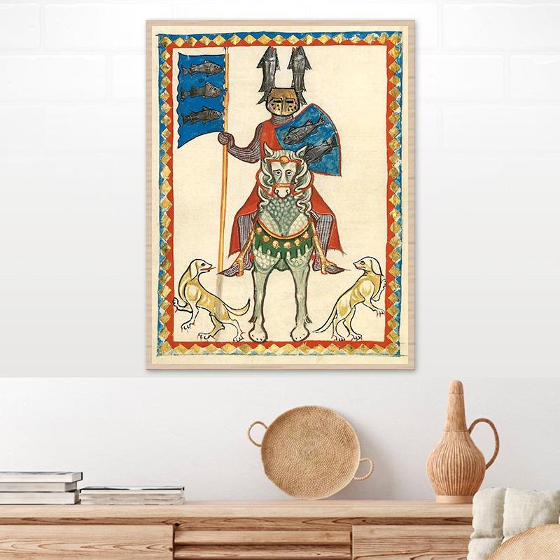 Medieval Antique European Art Posters Lovers On Horse Prints Canvas Printing Retro Wall Picture for Living Room Home Decoration