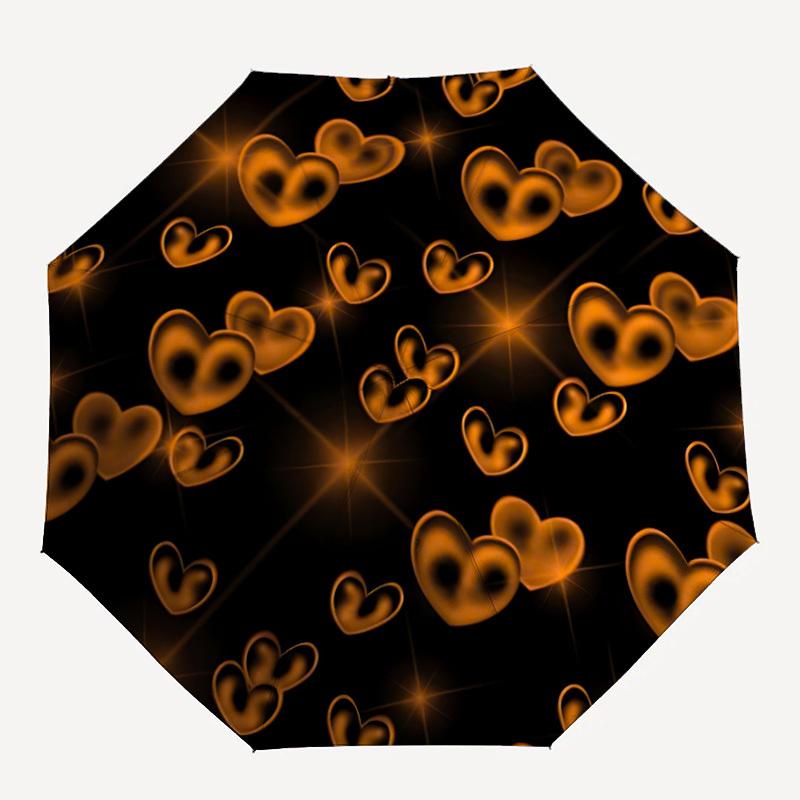 1pc Heart Print Automatic Folding Umbrella - Portable Collapsible Design, 8-Rib Iron Frame, Durable Fabric Yy251125030