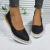 Fashion Women's Slope Heel Single Shoes Spring New Pointed Head Shallow Mouth Grass Over Thick Sole Non-slip Low-top Shoes