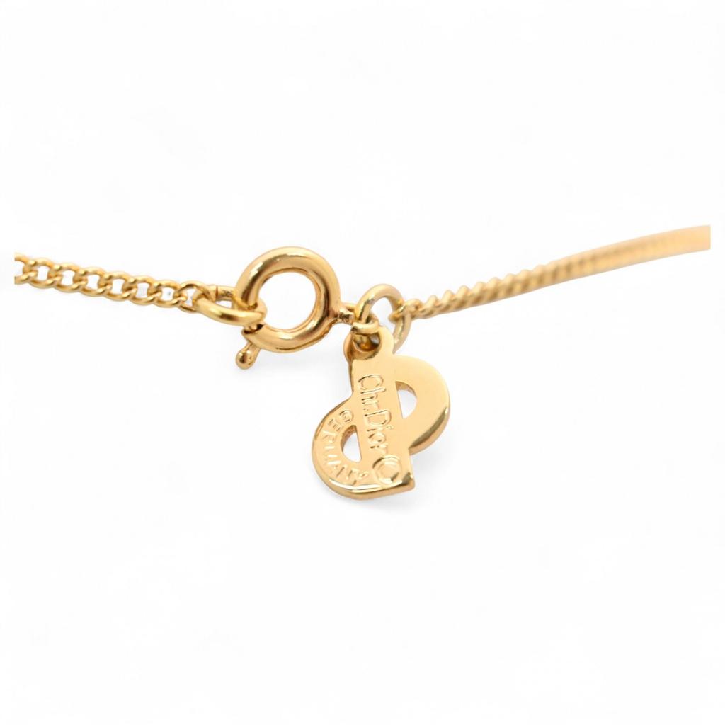 Auth DIOR Necklace CD Logo Heart Motif di6609aa