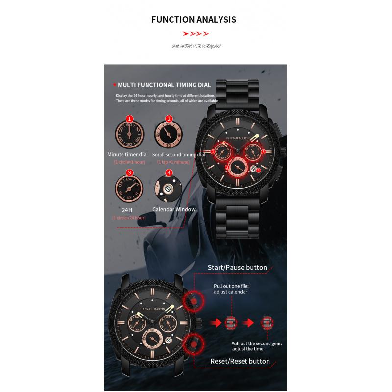 New Fashion Multifunctional Chronograph Waterproof Quartz Watch Three Eyes Sports Watch Calendar Watch