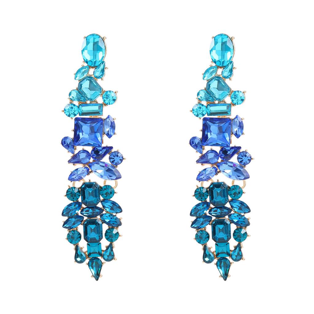 Visací náušnice s kamínky pro ženy, kapkové, výrazné, párty šperky, doplňky