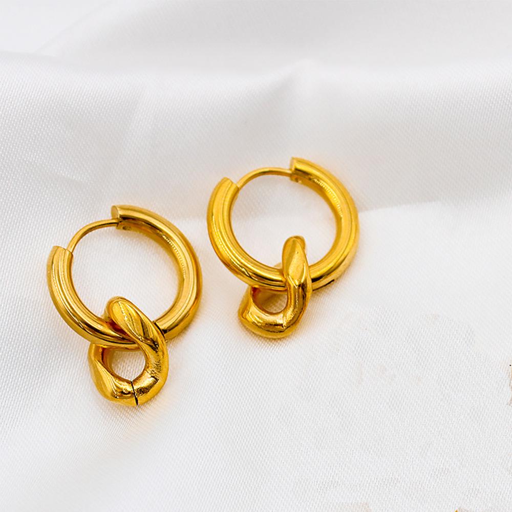 Modische Damen Ohrringe aus goldbeschichtetem Edelstahl, kubanische Kette, Hip-Hop
