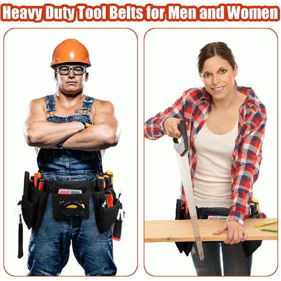 ASNOMY Heavy Duty Tool Belts for Men and Women,19 Pocket Carpenter Tool Belt with Quick Release Buckle,Adjustable Utility Framing Belt,Construction