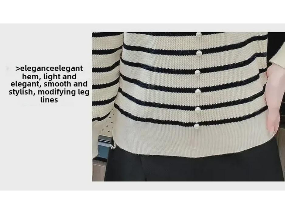 Women's Trendy Striped Long-Sleeve Collared Sweater - 2024 Autumn/Winter Fashion