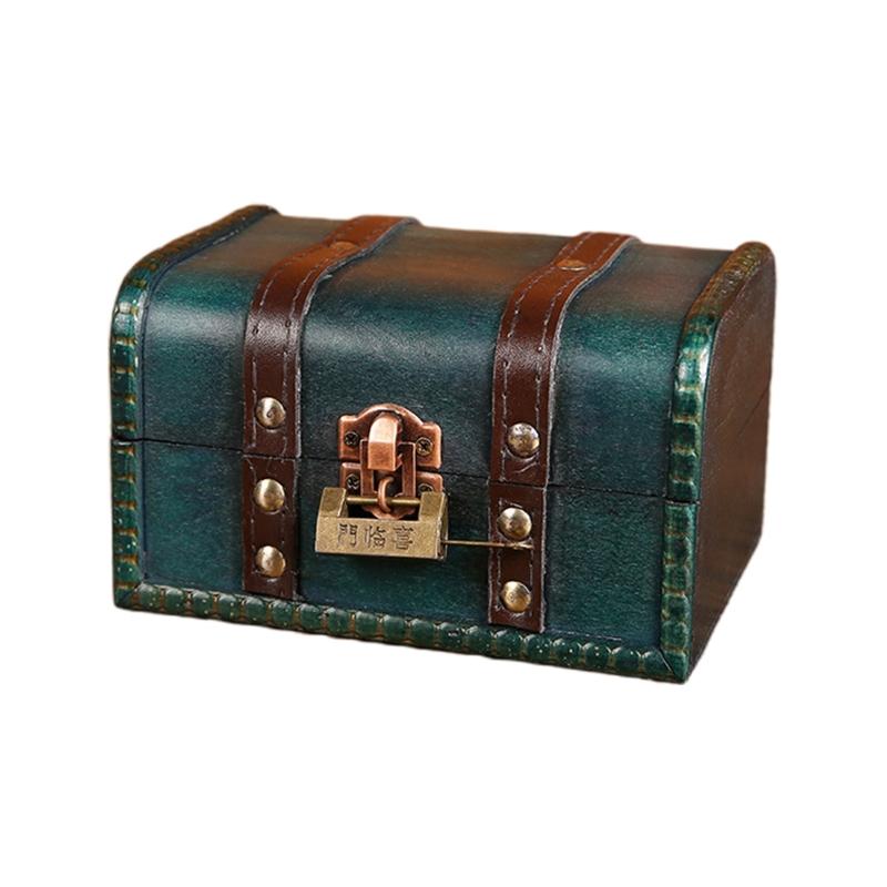 Retro Treasure Chest Vintage Wooden Storage Box Antique Style Jewelry Box Gift