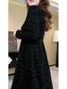 Spring Light Luxury Lace Evening Gown - Plus Size, Long Sleeve, Shiny Casual Dress for Women