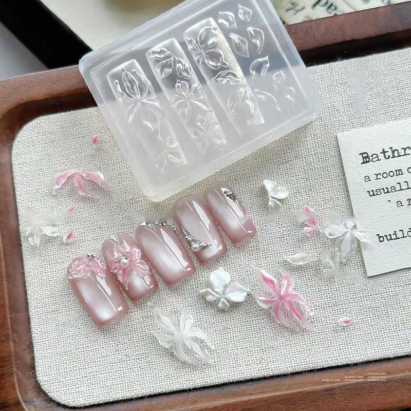 1 Pcs 3D Ice Crystal Flower Ice Creative Silicone Acrylic Nail Mold Diy Silicone Manicure Nail Art Decorations Mold
