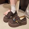 Tassel muffin platform small single shoes women's 2025 autumn new fashion versatile lazy one-pedal casual loafers