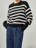 WEDNESDAY DELIGHT Loose Marine Stripe Sweater