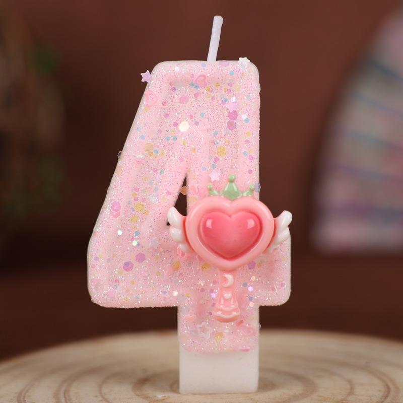 New Pink Magic Wand Number Candle Birthday Cake Party Decoration Handmade Number Candle 0-9