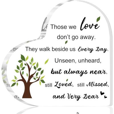 2D Flat Heart Acrylic Memorial Gifts Desktop Decoration Plaque, Home Decor Plaque Hanging Wall Art Decorative Garden Decoration for Room Door Signs Ha