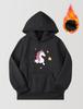 New Fashion Girls 2-piece Set Hooded Pullover Sweatshirt & Sweatpants Cartoon Unicorn Print Casual Fleece Lined Warm Sports Outfits For Autumn/ Winter