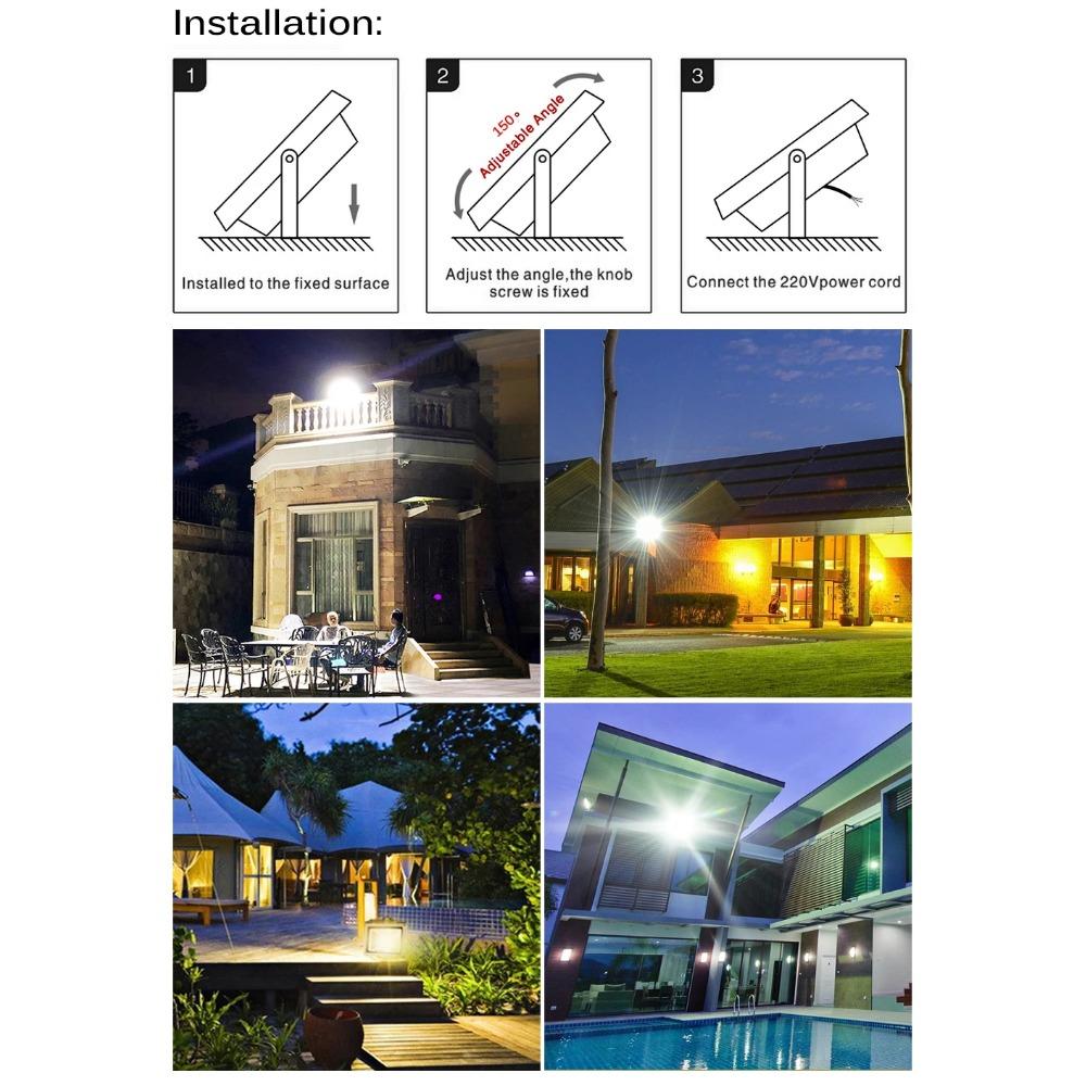 LED Floodlight PIR Motion Sensor White/Warm White IP66 AC220V Exterior Projector Spotlight SMD2835 Outdoor Lighting Floor Lamp