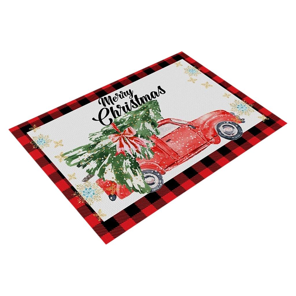 Christmas Dining Mat, Restaurant Atmosphere Decoration, Table Mat, Linen Printed Insulation Mat, Western Style Mat