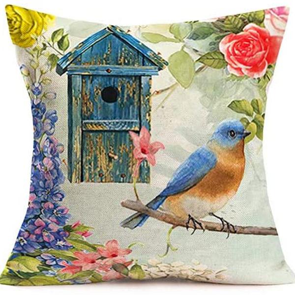 Plant and Flower Hydrangea Printed Linen Pillowcase Home Sofa Living Room Bedroom Pillowcase