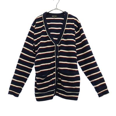 Border Langarm Frottee-Grund Cardigan M Marineblau-System Herren Gebraucht