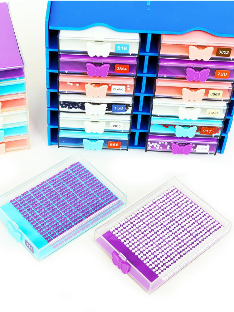 12 Grids Diamond Painting Tray Organizer Rack with Diamond Box Multi-Boat Plates Storage Rack Multifunctional for DIY Craft Arts