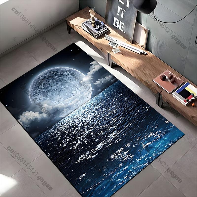 Moonlight over serene ocean carpet Yoga living room room decor children's crawling mat doormat area rug games mat