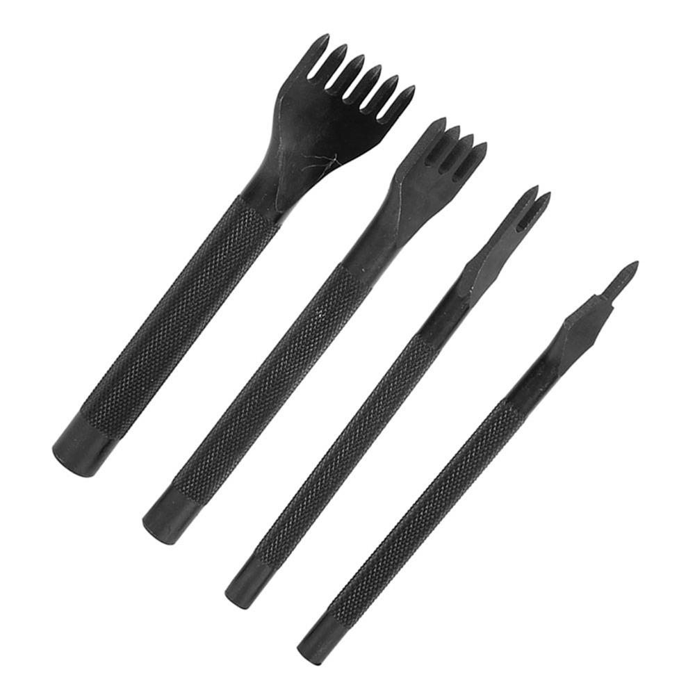 4pcs 1/2/4/6 Prong Leather Craft Chisel Steel Hole Punch Tool  For DIY Leather Crafting