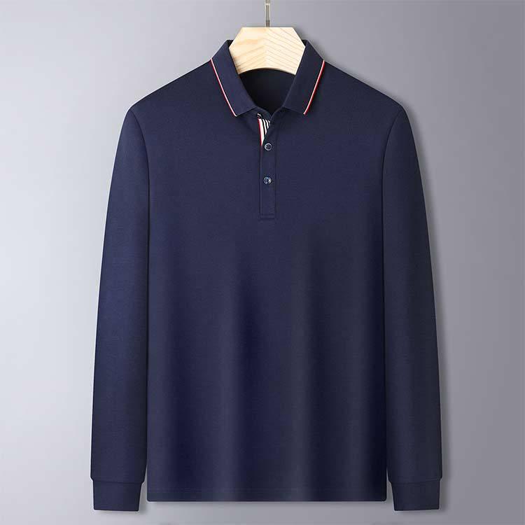 

851# Командная униформа с длинным рукавом и воротником из шелка тутового дерева и модала, пряжа 40-го номера, 260 г 3XL темно-синий