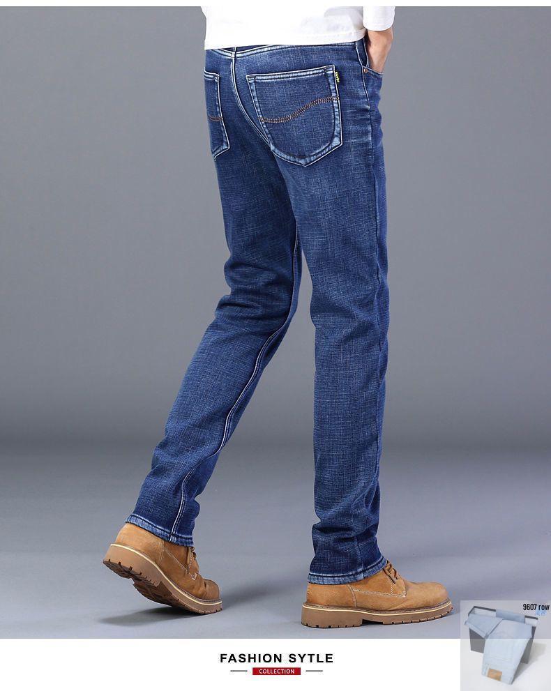 Spring & Fall Men's Straight Slim Fit Stretch Washed Business Jeans