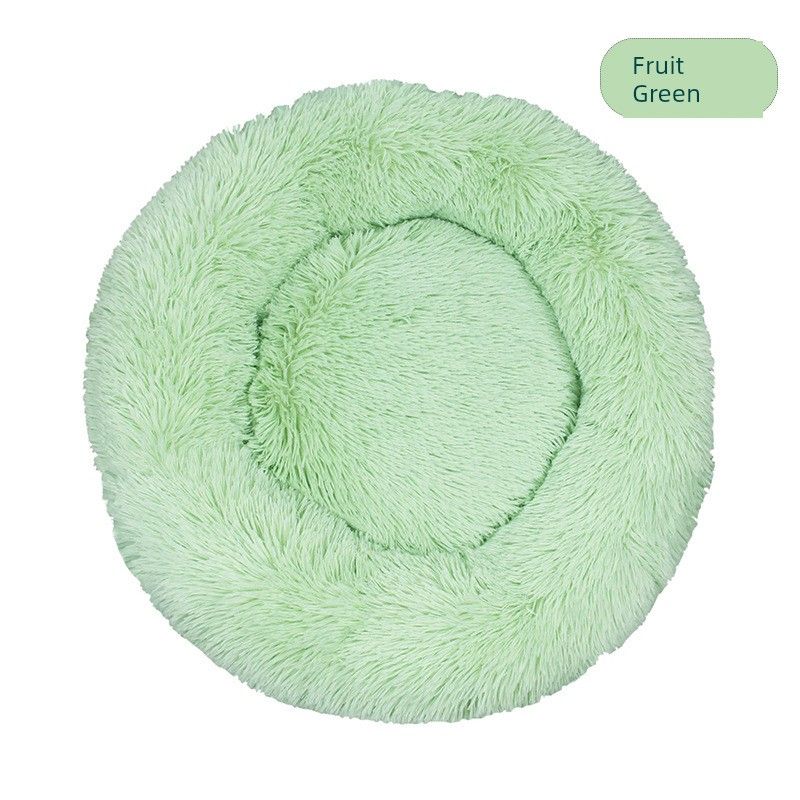 

Doghouse Cathouse Plush round Pet Bed Dog Bed Winter Dog Mat Pet Bed Pet Supplies Diameter 40cm Fruit Green