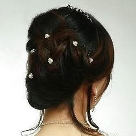 20Pcs Wedding Bridal U Hairpins Imitation Pearl Flower Rhinestone Hair Pins