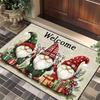 Christmas Gnome Floor Mat Entryway Bathroom Non-Slip Door Cartoon Snowflake Design Crystal Velvet Washable