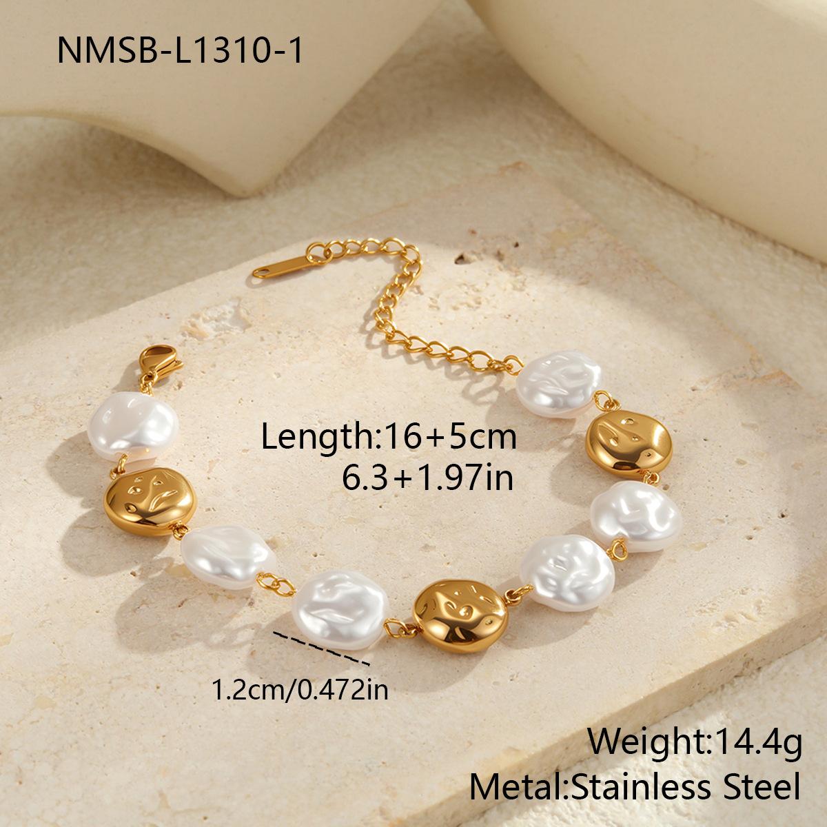 GEMCHIC Women s Vintage Baroque Pearl Stainless Steel Bracelet, Antique Style Irregular Geometric Design