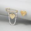 Kalter Wind Retro Geometrisch Liebe Brosche Stilvoll Einfach Perlenkette Zweiteiliges Set Anstecknadel Brosche