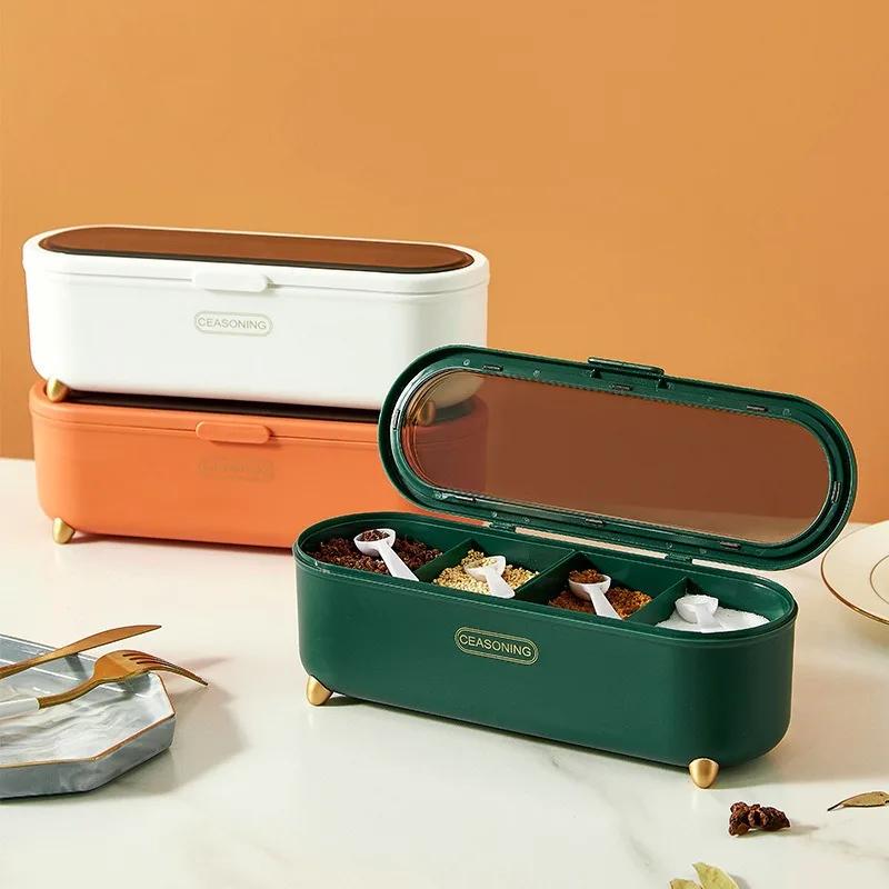 Seasoning Box Combination Set Seasoning Jar Salt MSG Household Kitchen Supplies Storage Box Sealed All-In-One Multi-Compartment