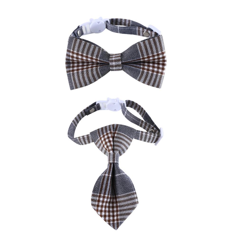Christmas Pet Collar for Cats Dogs Plaid Bowtie Festival Party Pet Necktie Costume Accessories Breakaway Cat Collar 2PCS