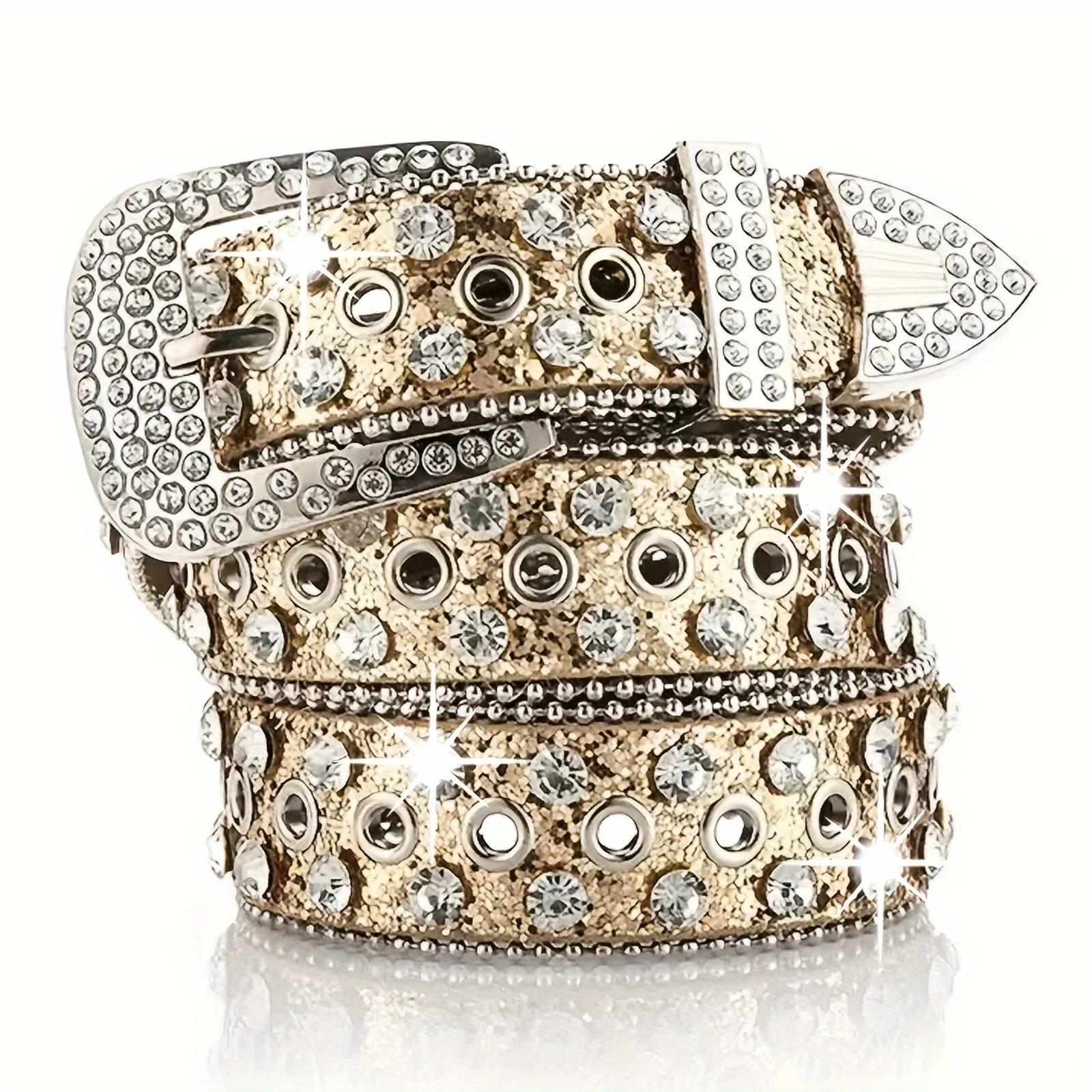 

Ремни в стиле хип-хоп со стразами Y2K, модные однотонные блестящие ремни из искусственной кожи, ковбойские джинсы для девушек, ремень для женщин и девочек золотой